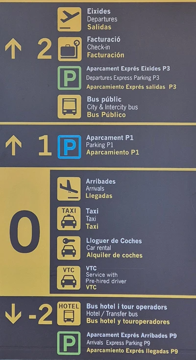 Plano terminales y servicios aeropuerto alicante